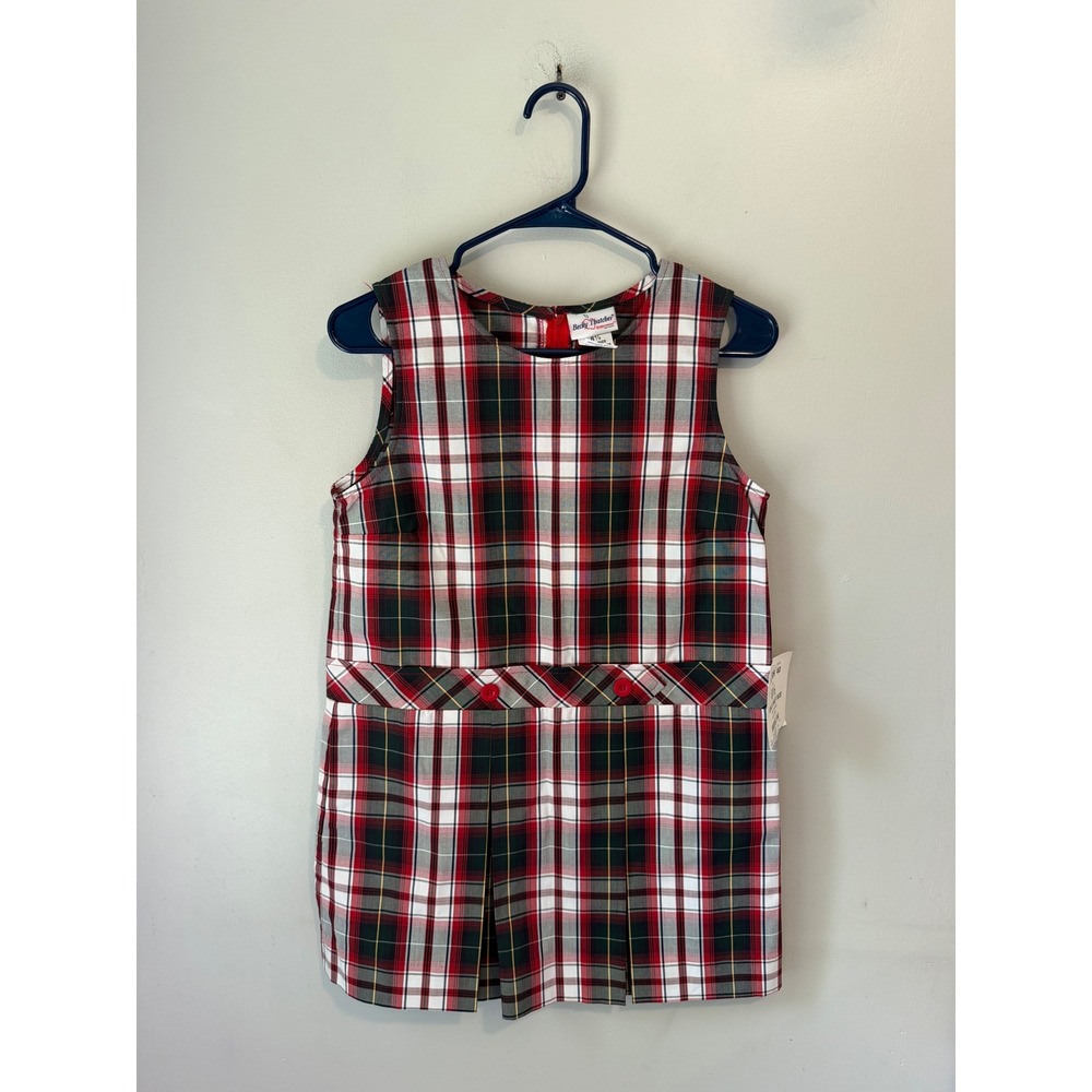 Becky Thatcher Girls Plaid Jumper Dress Red Green White School Uniform 8.5 NEW